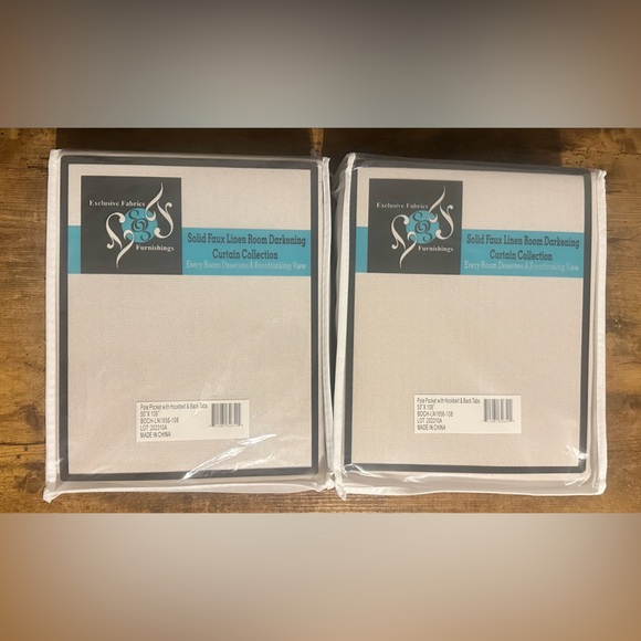 Solid Faux Linen Room Darkening Curtains (set of 2)